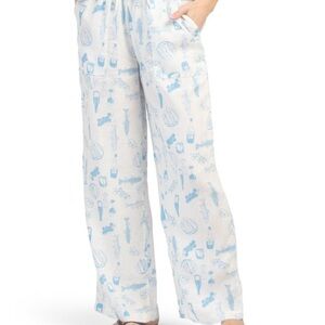 Cynthia Rowley White and Blue Wide Leg Pants